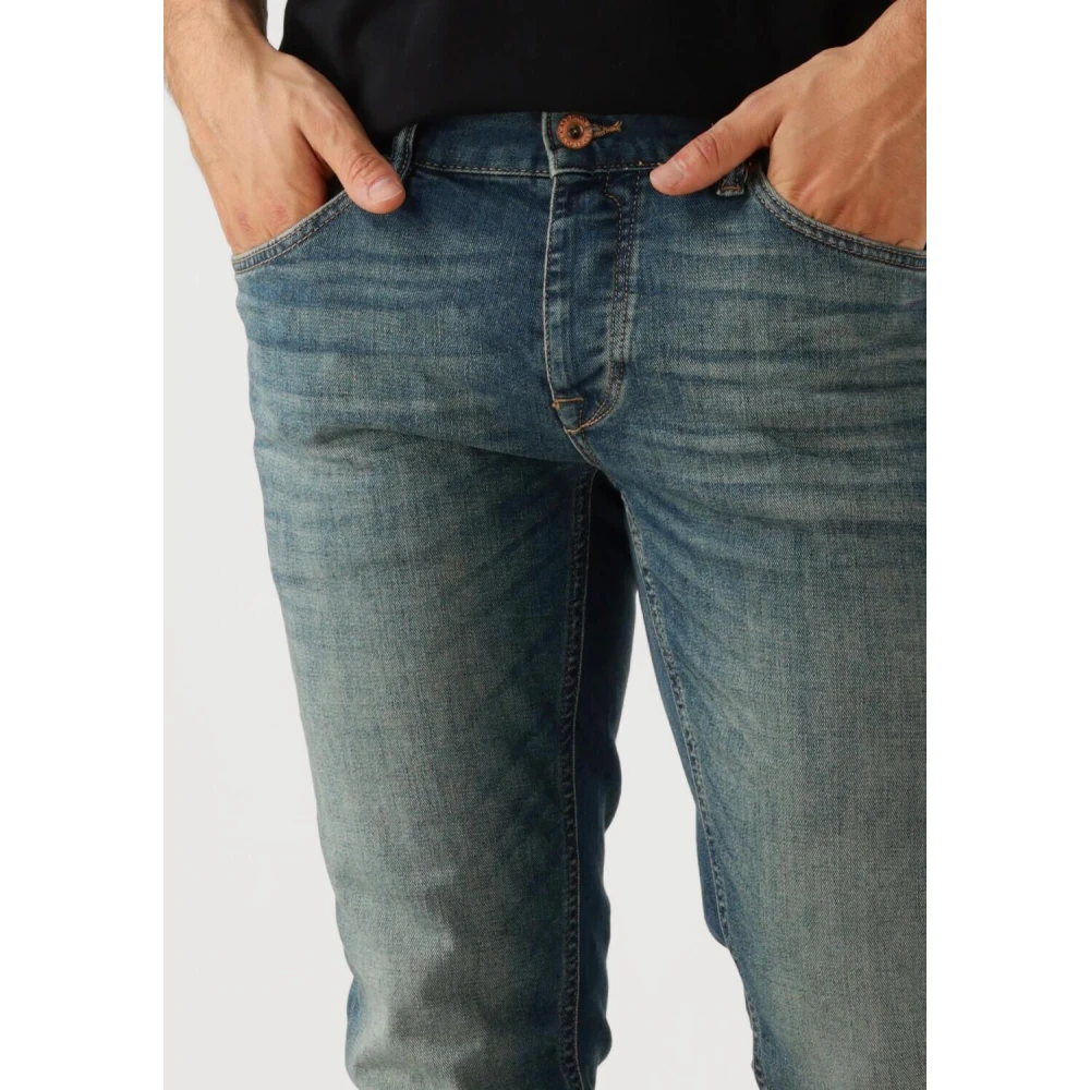 Cast Iron Slim Worn-in Blue Denim Jeans Blue Heren