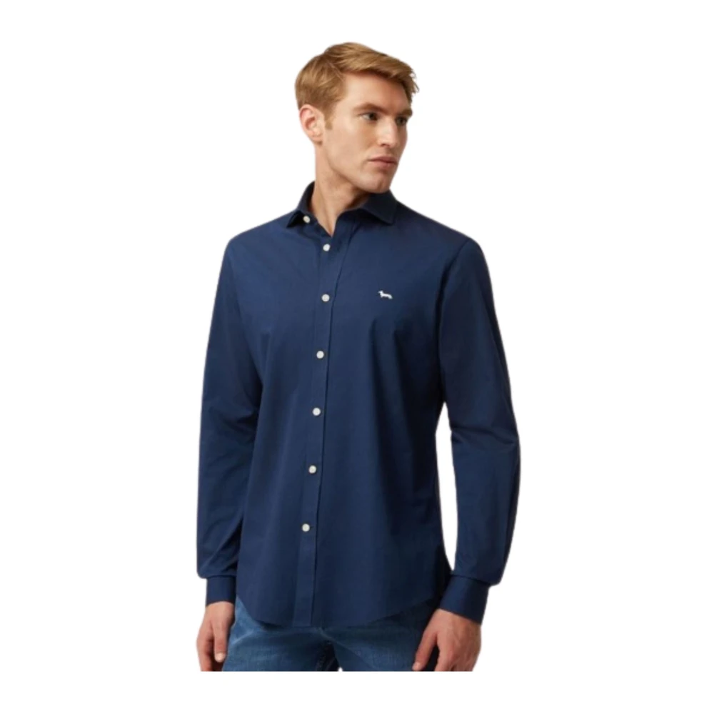 Harmont & Blaine Herenblouse met lange mouwen in het blauw Blue Heren