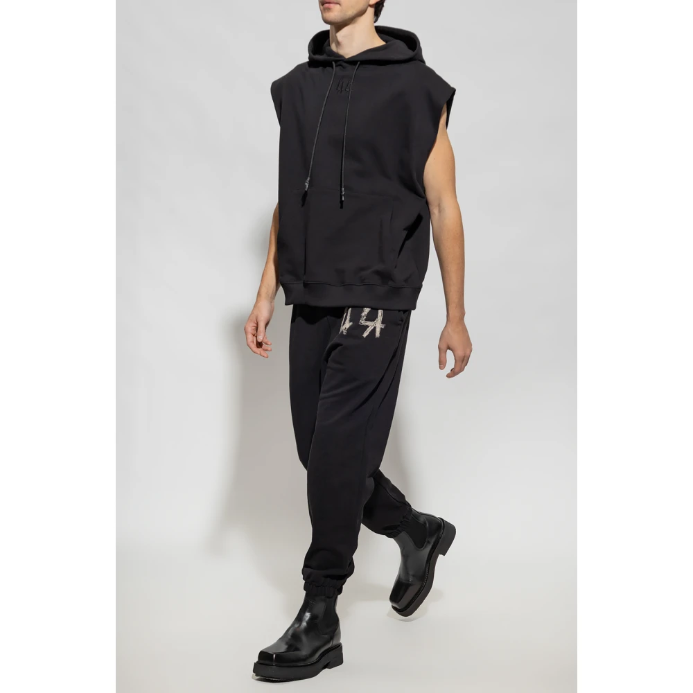 44 Label Group Hoodie met capuchon en kangoeroezak Black Heren