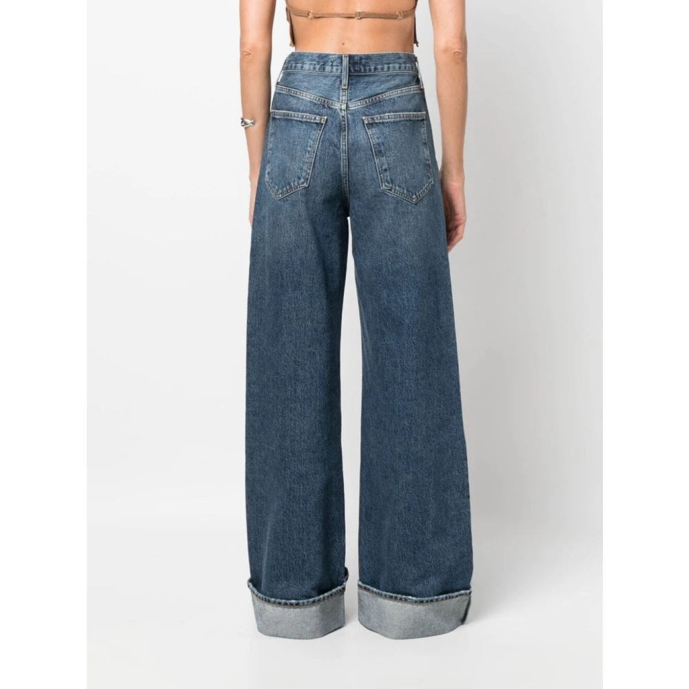 Agolde Wijde katoenen jeans met halfgewassen look Blue Dames