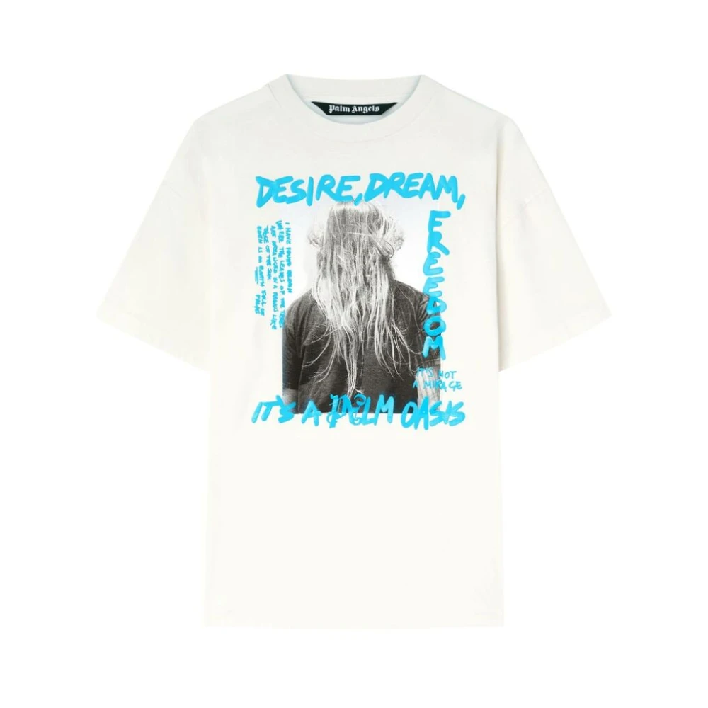 Palm Angels T-shirt met Grafische Print en Ronde Hals White Heren