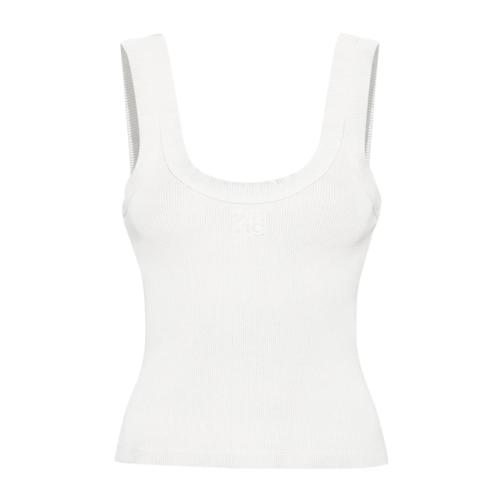Alexander wang Rookwit Ribgebreide Topkleding White Dames
