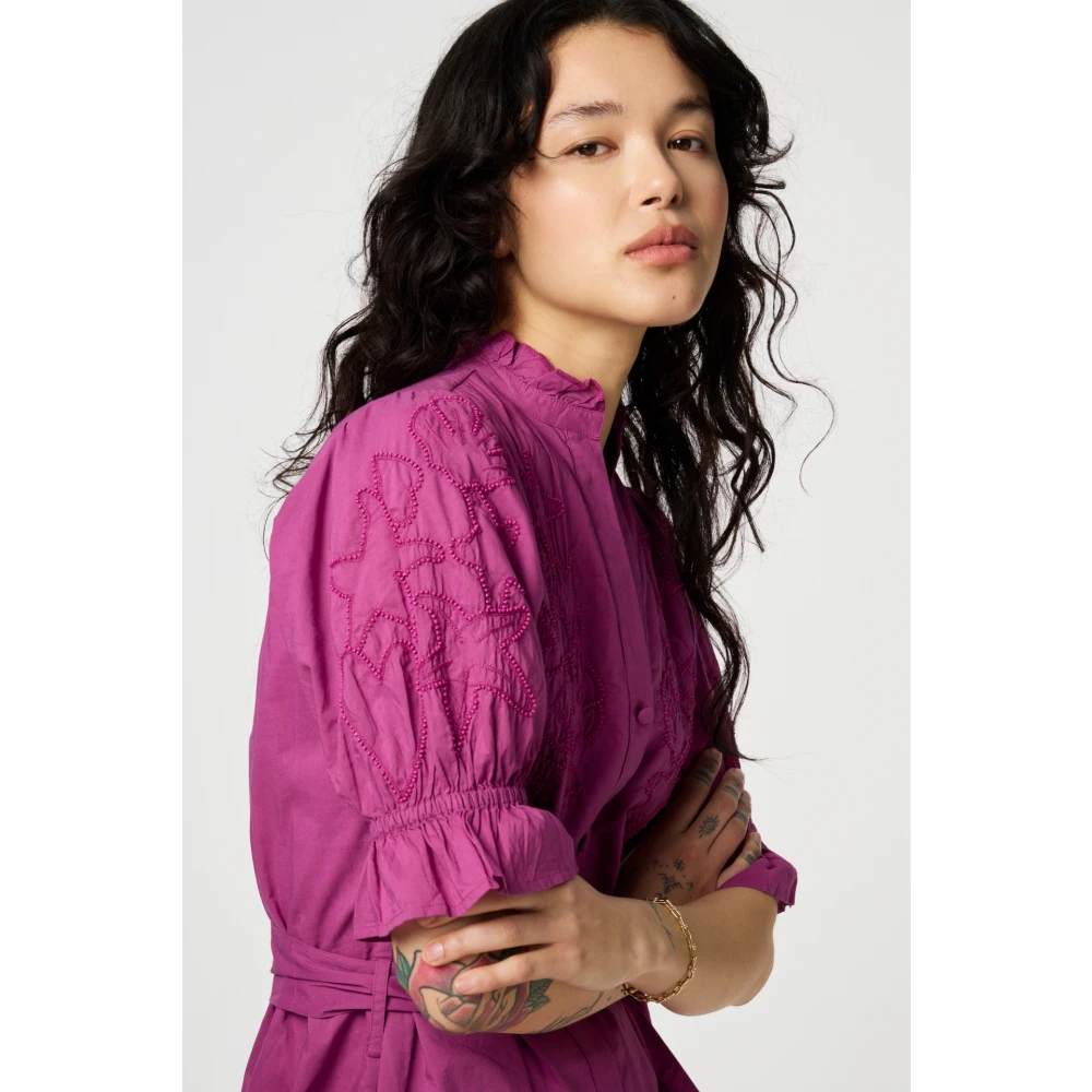 Fabienne Chapot Paarse Sterrenborduurjurk Pink Dames