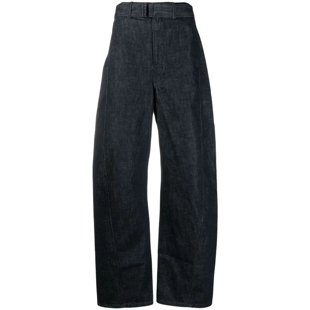 Lemaire Indigo Blauw Katoenen Riem Broek Blue Dames