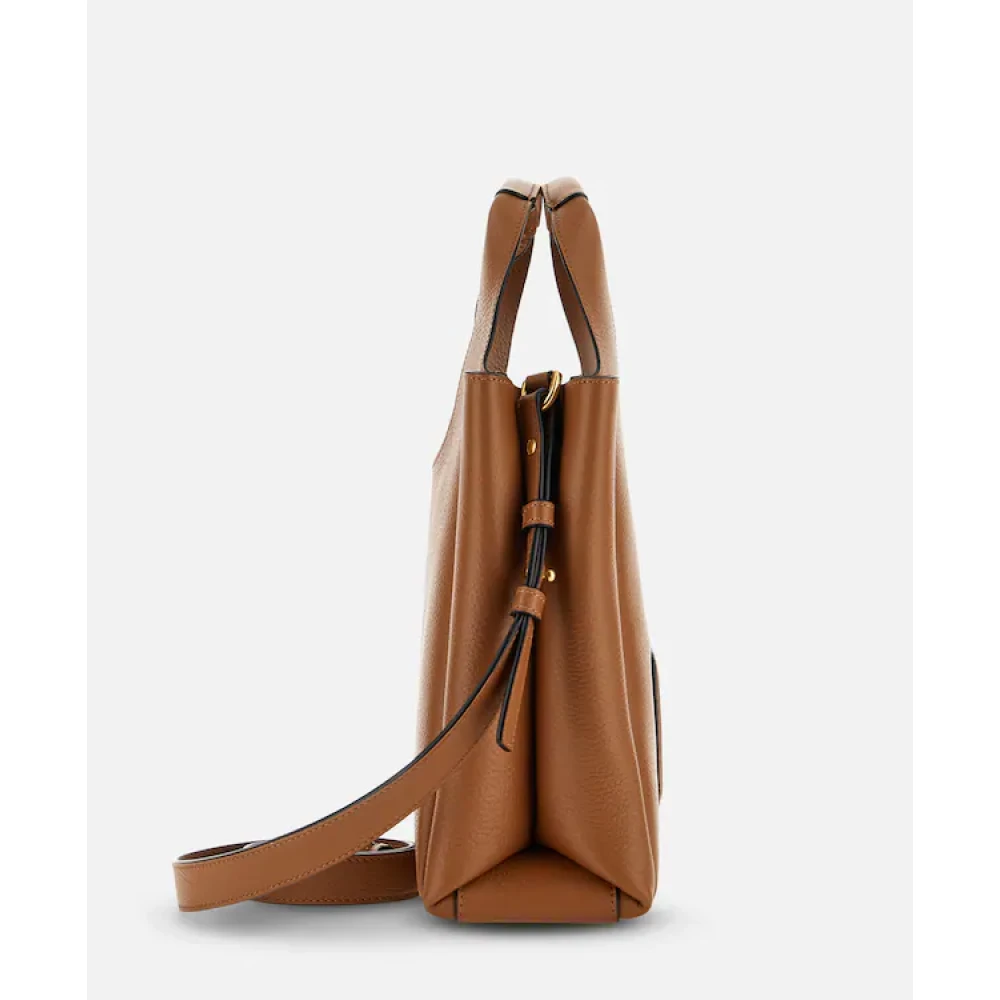 Hogan Shopper van Gestructureerd Leder met H-detail Brown Dames