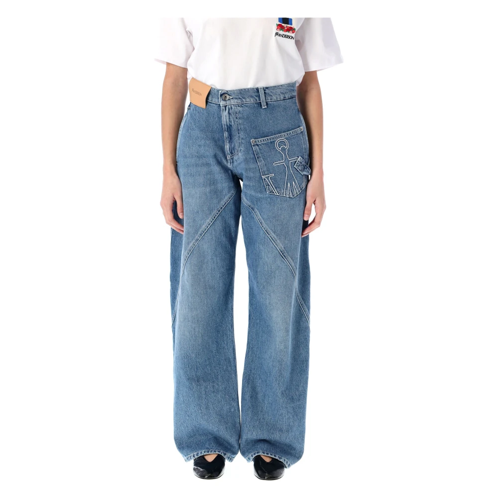 JW Anderson Lichtblauwe Twisted Workwear Denim Broek Blue Dames
