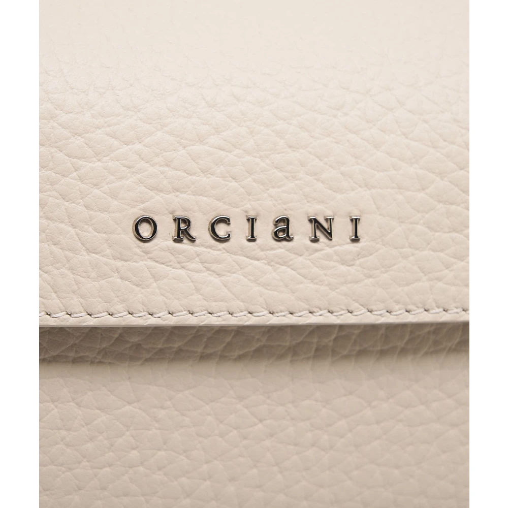 Orciani Witte Leren Crossbody Tas Beige Dames