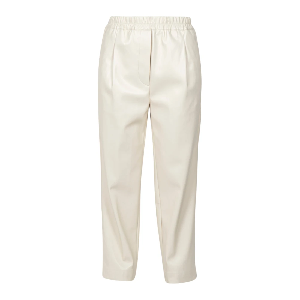 Jucca Rechte broek van eco-leer met elastische taille Beige Dames