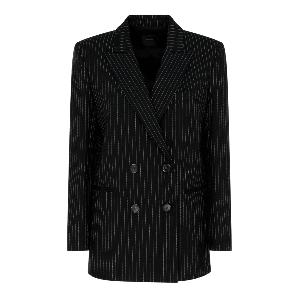 Pinko Klassieke Pinstripe Double-Breasted Blazer Black Dames