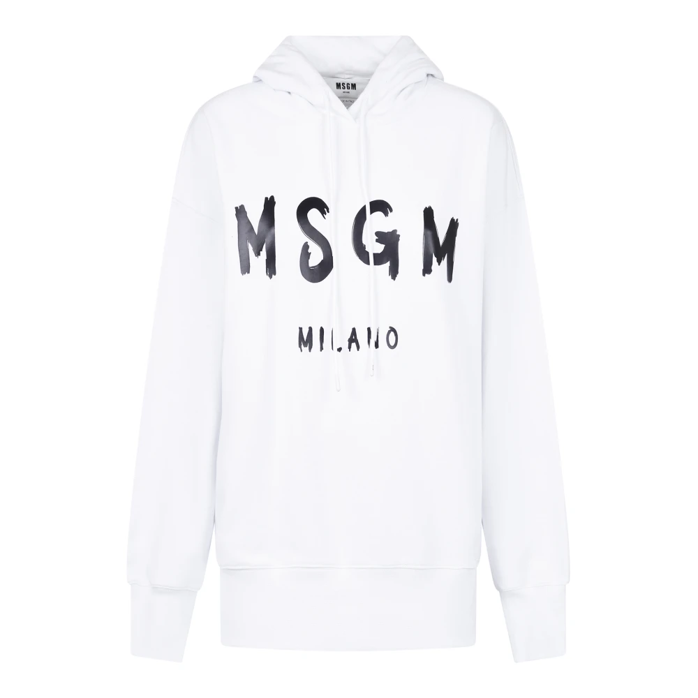 Msgm Women's White Logo-Print Pullover Hoodie - Hoodies - Xs - Sweatshirts & Hoodies