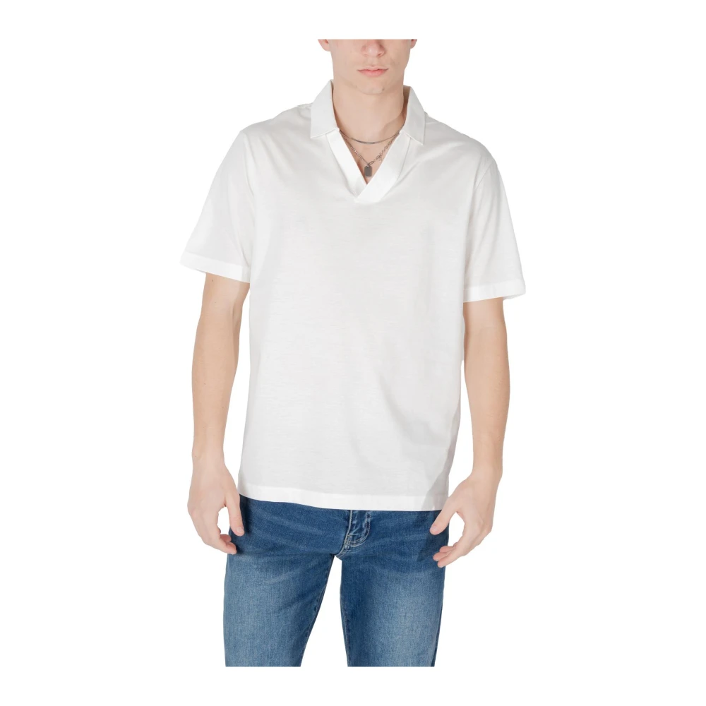 Armani Exchange Mannelijk Wit Vneck T-Shirt Met Korte Mouwen