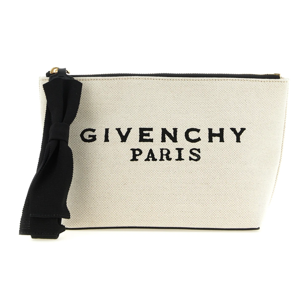 Givenchy Women's Beige Clutches, One Size, Small Canvas Pouch With Bow