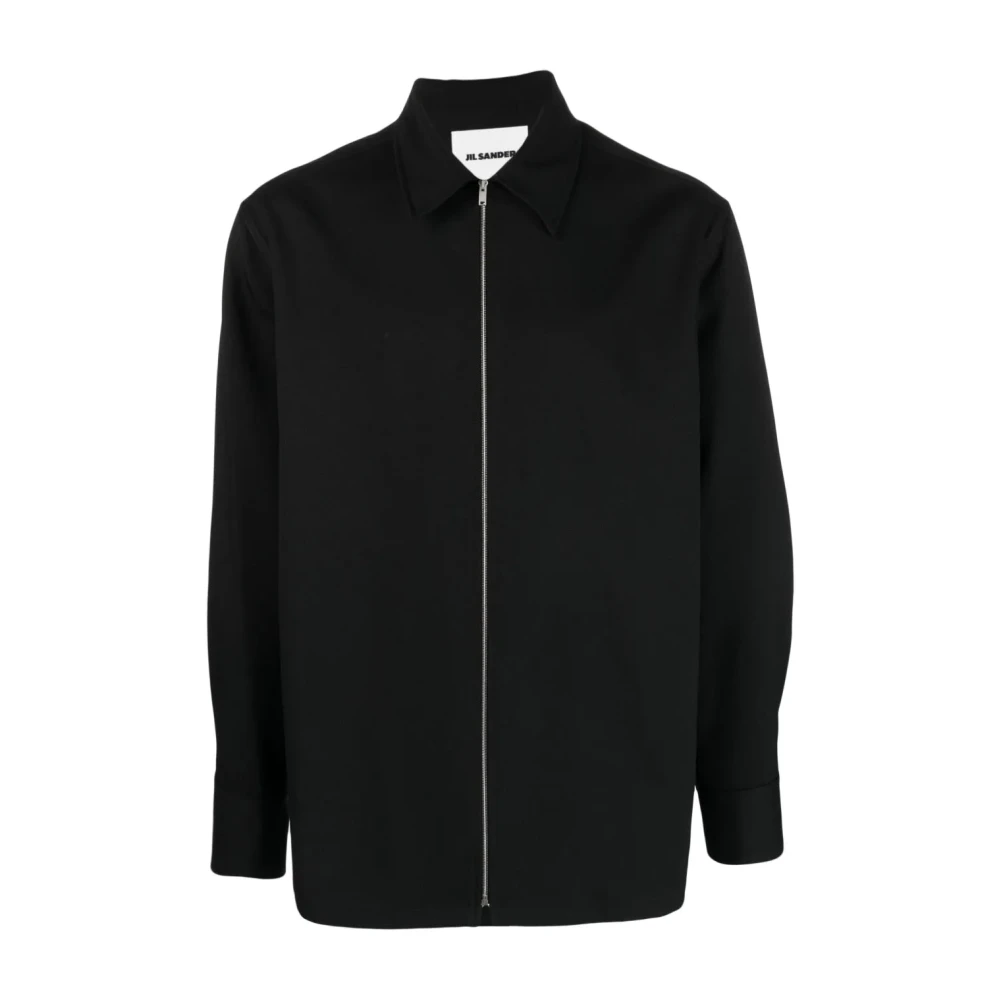 Jil Sander Men's Black Casual Shirts, M, Zip-Fastening Shirt