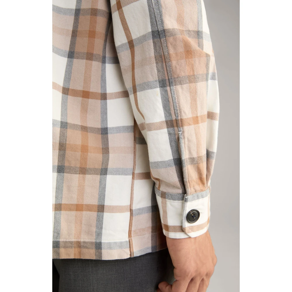 Joop! Geruite katoenen overhemd in lichte bruine tinten Beige Heren