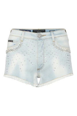 Strass Denim Shorts Crystal
