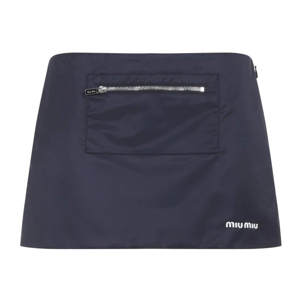 Miu Miu Women's Blue Technical Yarn Mini Skirt - Short Skirts - M - Skirts