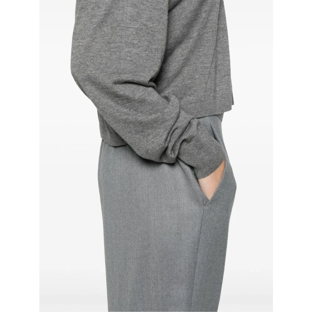 Stella Mccartney Grijze wollen broek met centrale plooien Gray Dames