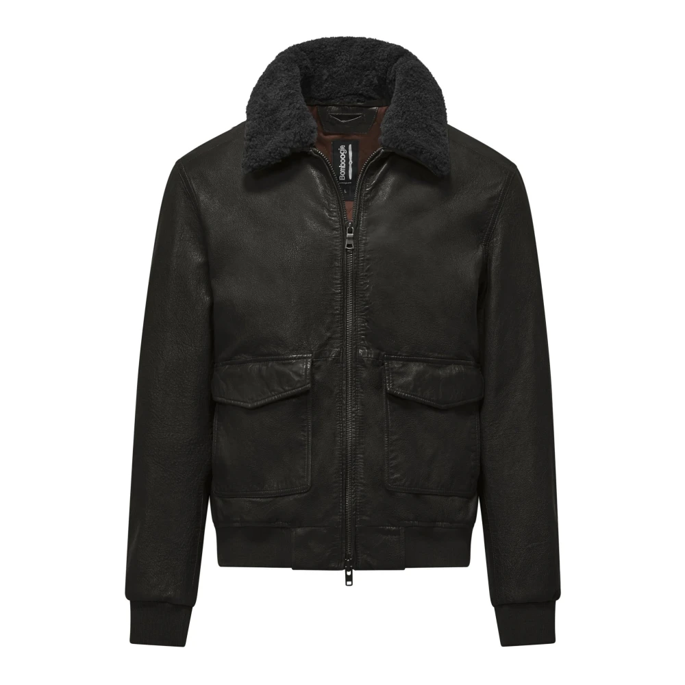 BomBoogie Shearlingjas met afneembare kraag Brown Heren