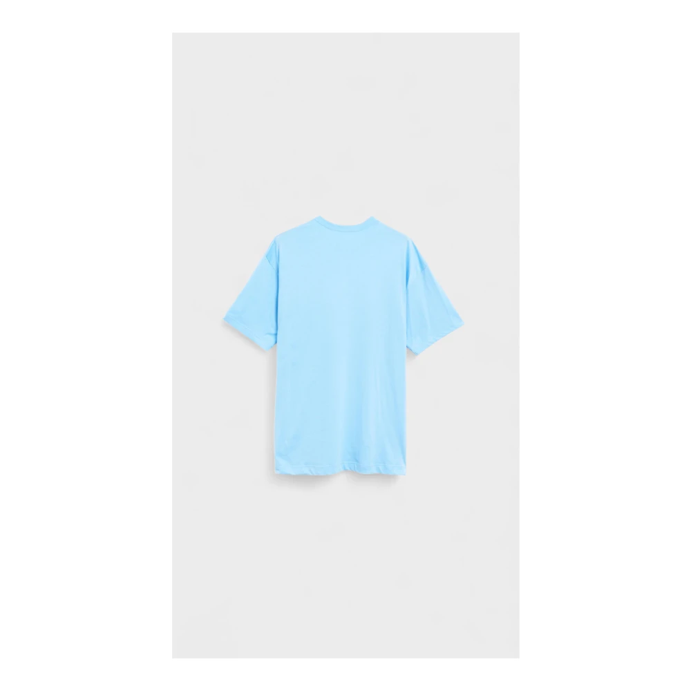 Comme des Garçons Logo Tee Shirt Knit Oversize Fit Blue Heren