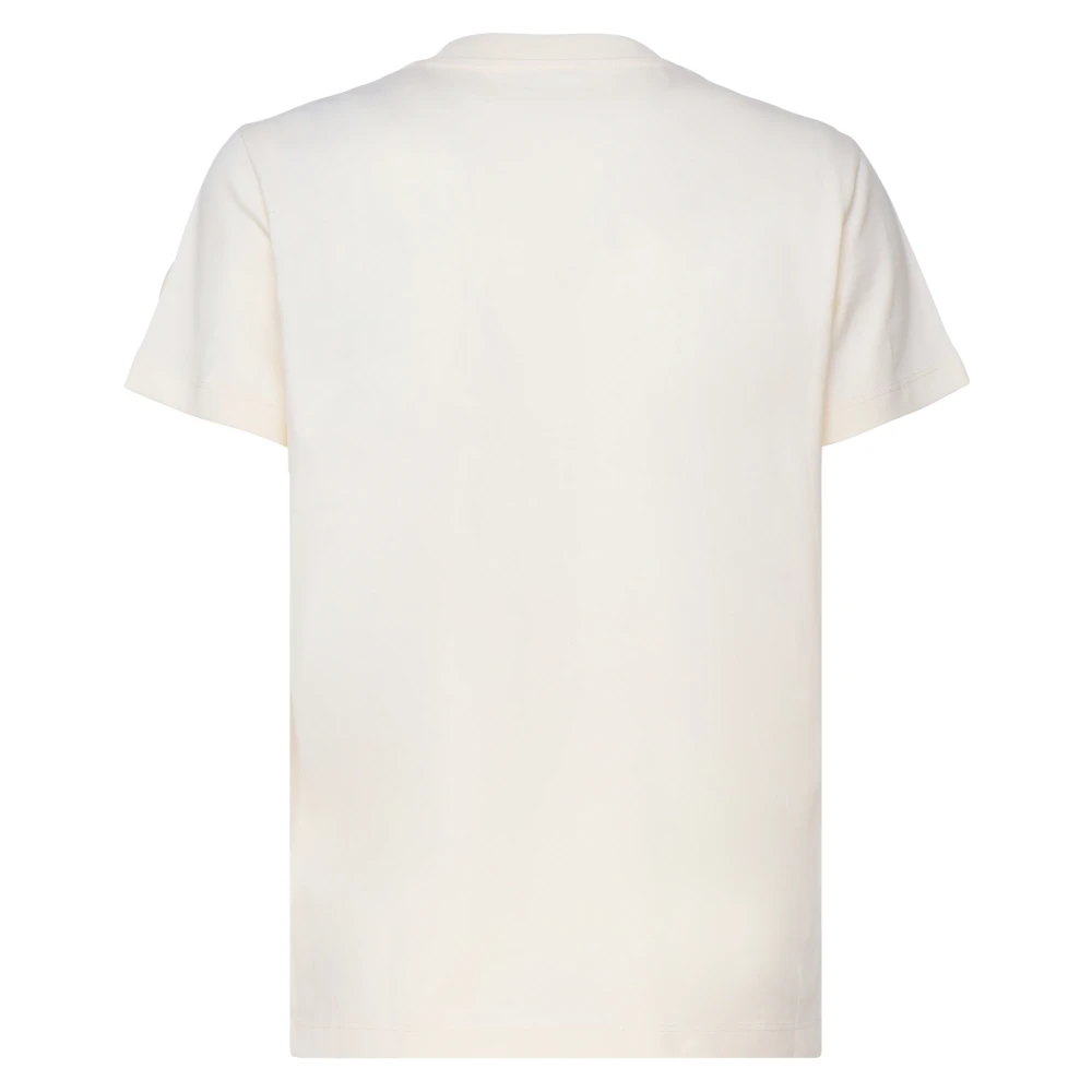 Moncler Witte Katoenen Jersey Crew Neck T-shirt White Dames