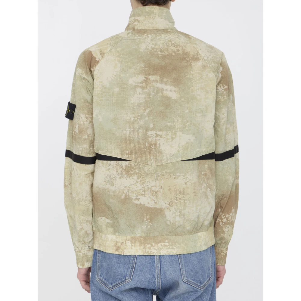 Stone Island Beige Camouflage Jas met Patch Beige Heren