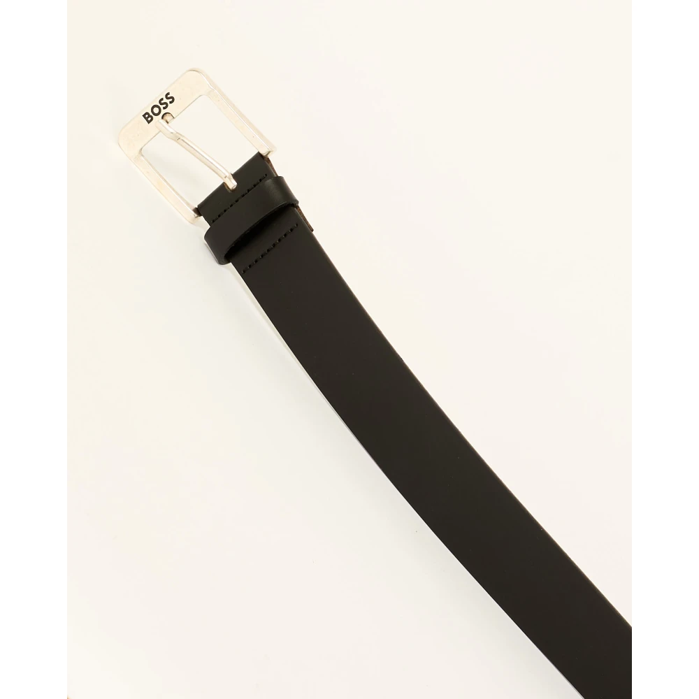 Boss Zwarte Leren Riem Jemio Model Black Heren