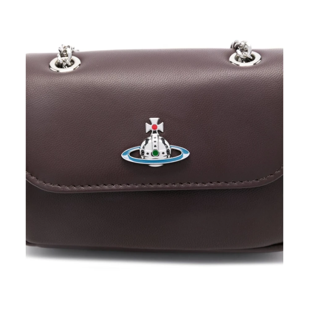 Vivienne Westwood Bruine Schoudertas met Kettingband en Orb Plaque Brown Dames