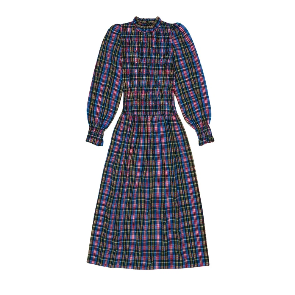 The New Society Ruby Dusk Tartan Ruffle Jurk Multicolor Dames