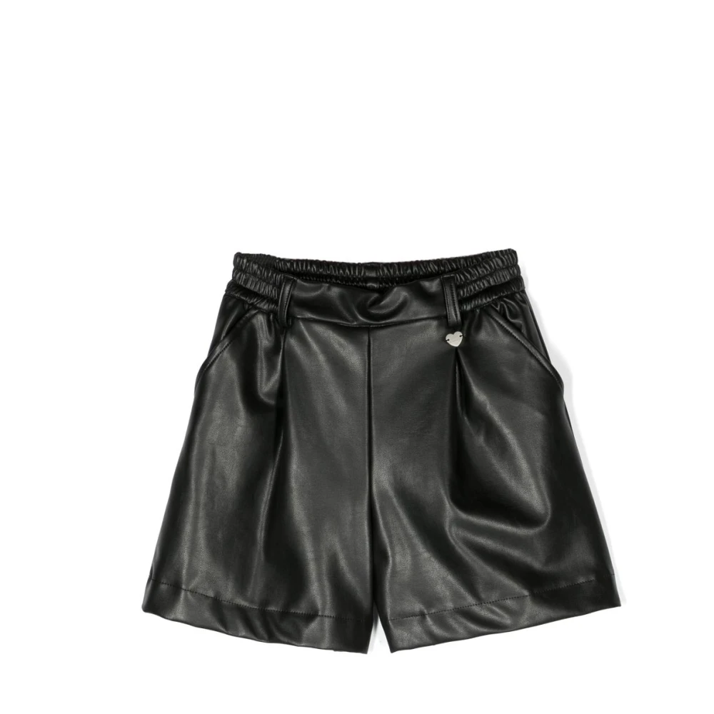 Monnalisa Svarta Coated Stretch Shorts Black, Flicka