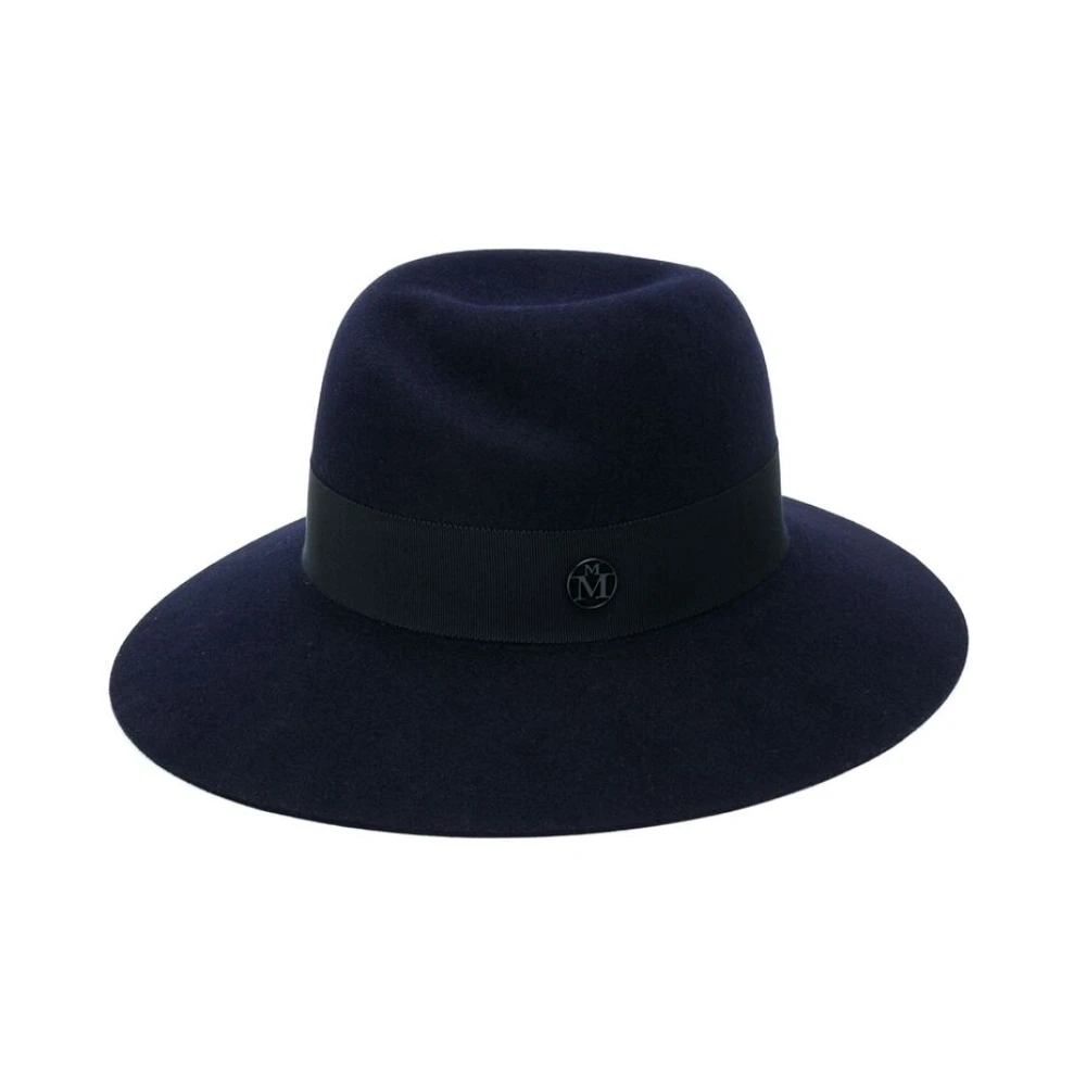 Maison Michel Navy Blue Wide-Brim Hat Blue Dames