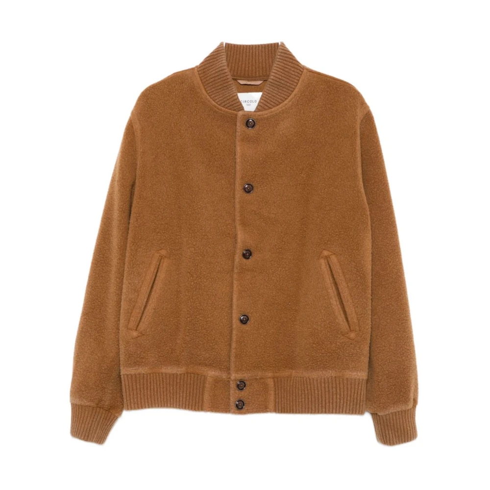 Circolo 1901 Men's Brown Bomber Jackets, L, Wool Blend Jacket Aw25
