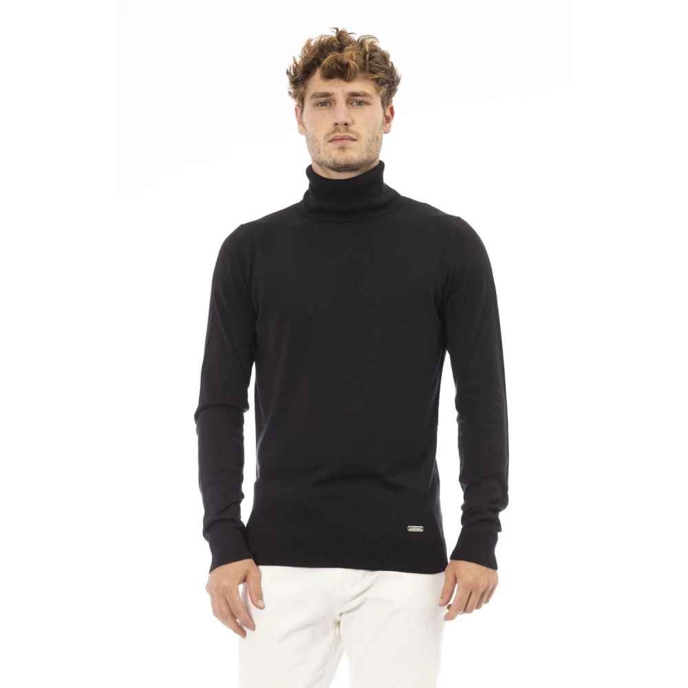 Baldinini Trendy Sweater Lange Mouwen Geribbeld Black Heren