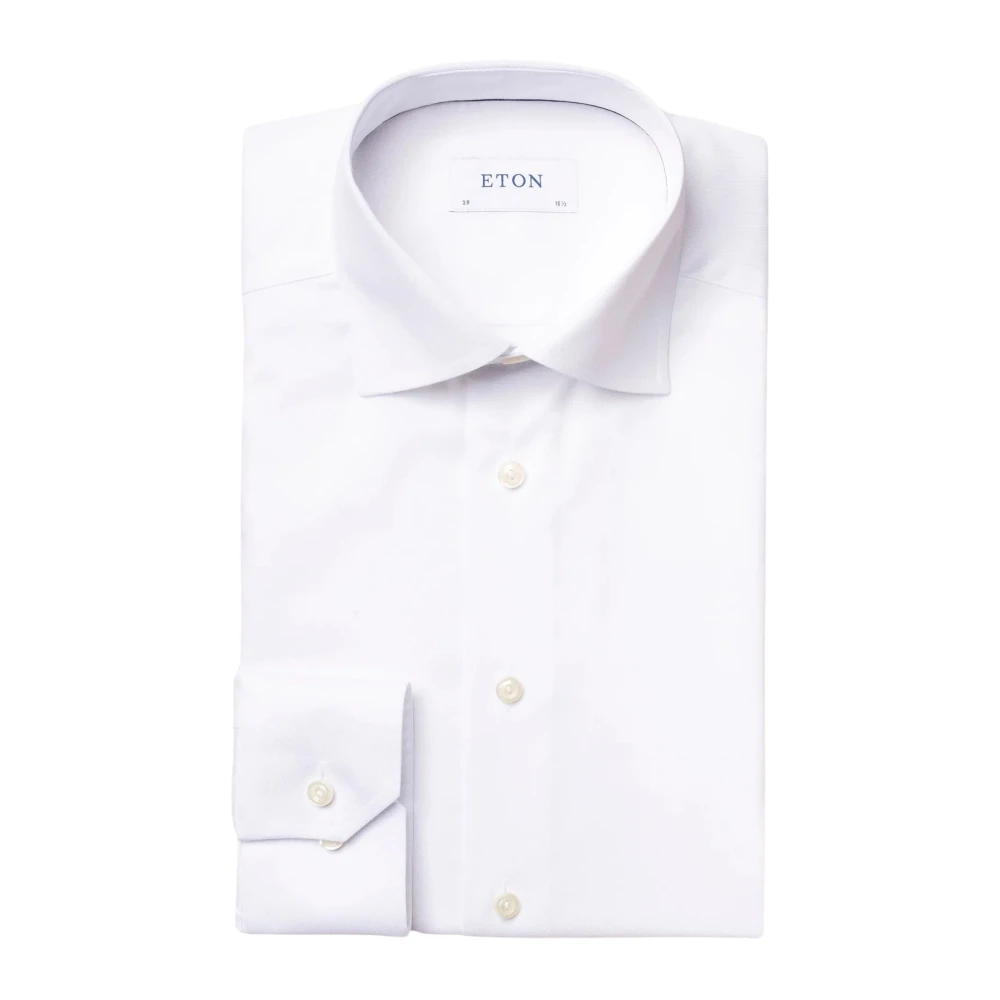 Eton Vit Twill Stretch Skjorta - Cut Away Single White, Herr