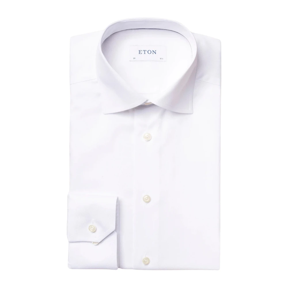 Eton Witte Twill Stretch Overhemd Cut Away Single White Heren