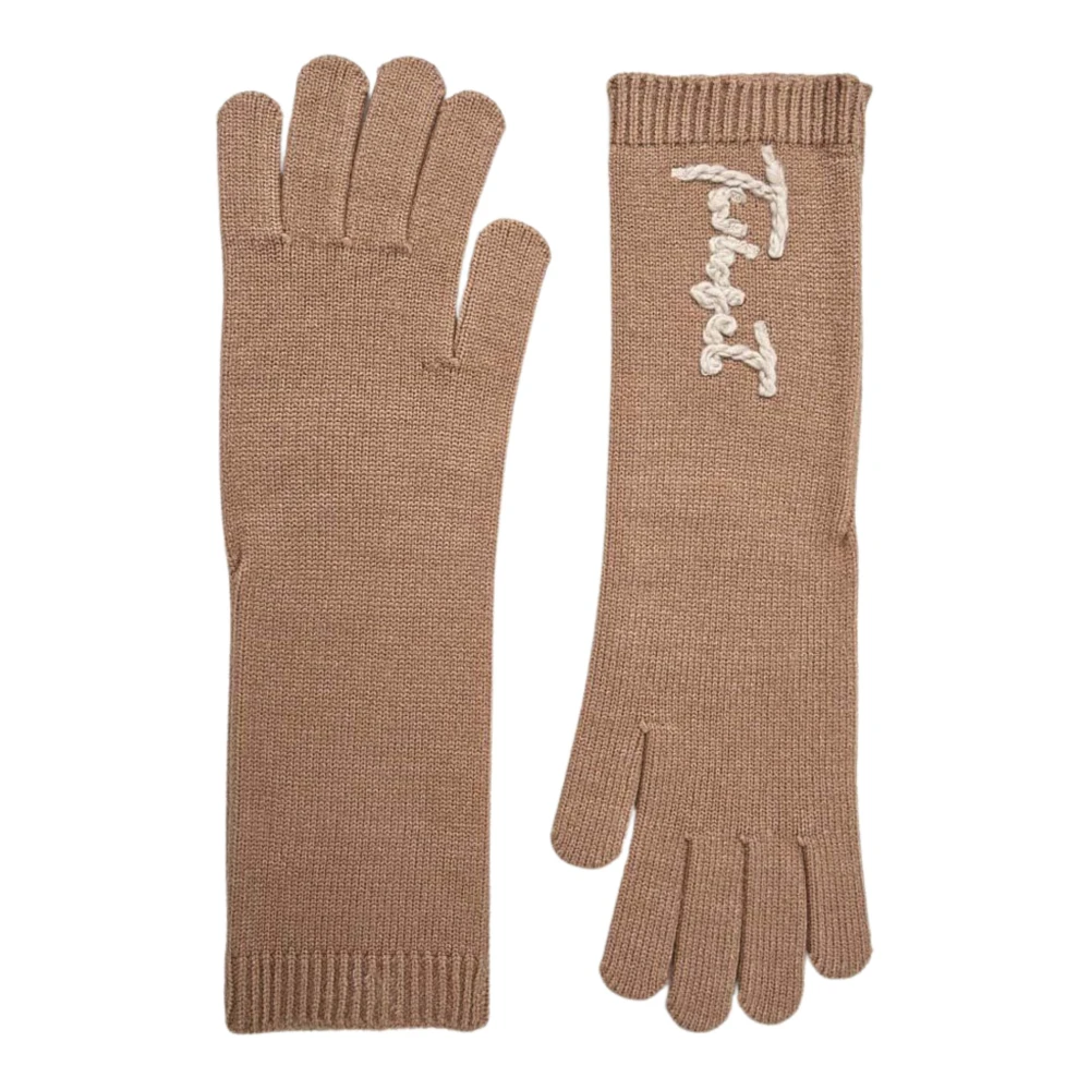 Twinset Gebreide Handschoenen Brown Dames