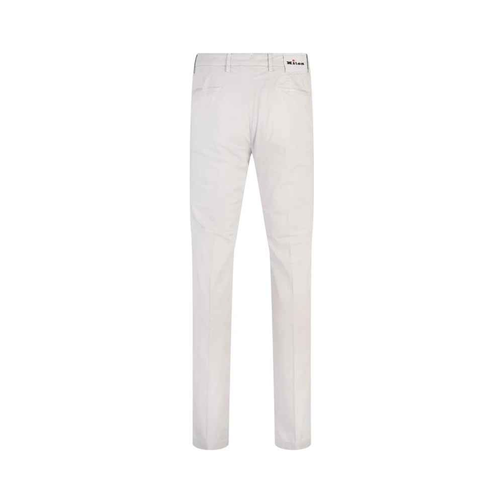 Kiton Grijze Katoen Elastaan Slim Fit Broek Gray Heren