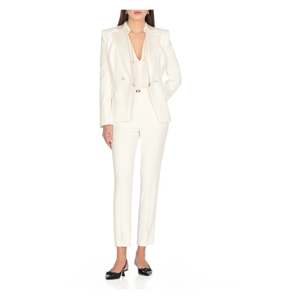 Elisabetta Franchi Ivoor Blazer met Klassieke Revers Beige Dames