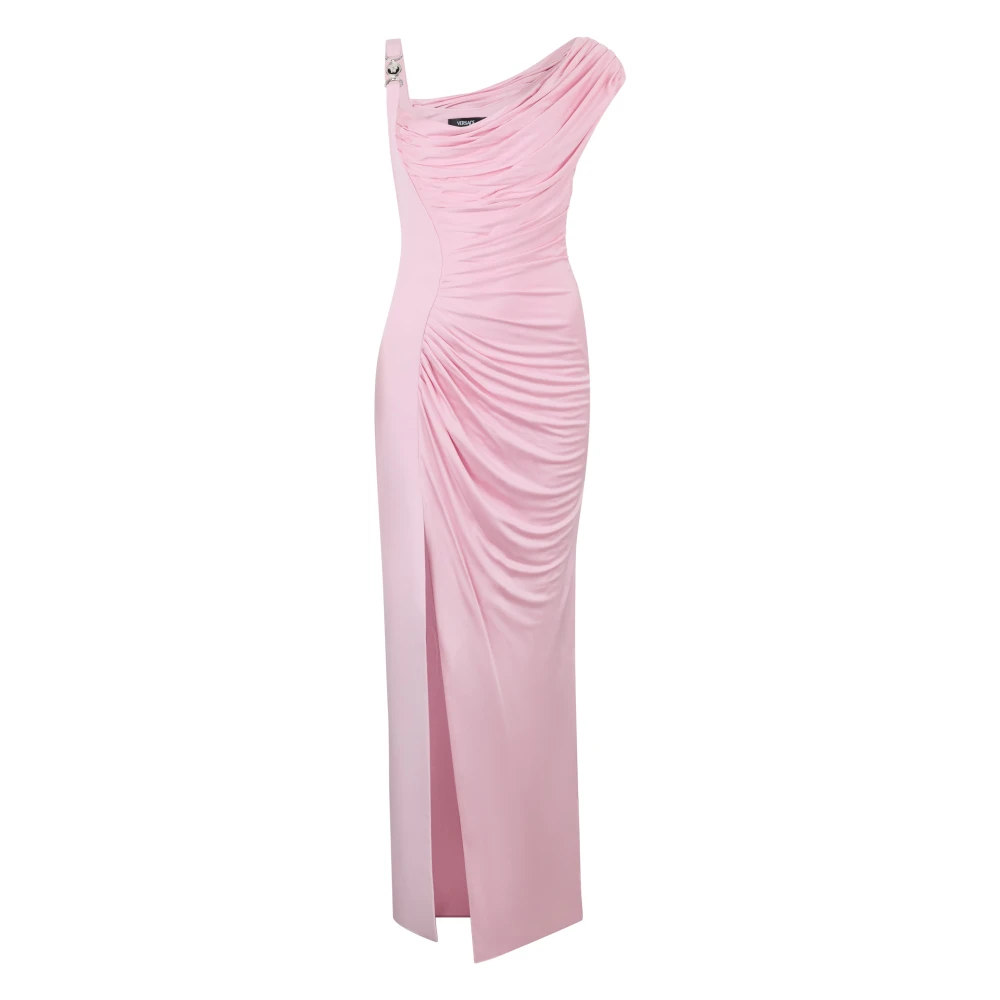 Versace Kvinno Rosa Klänningar Dam, S, Viscose-Jersey Draperad Klänning