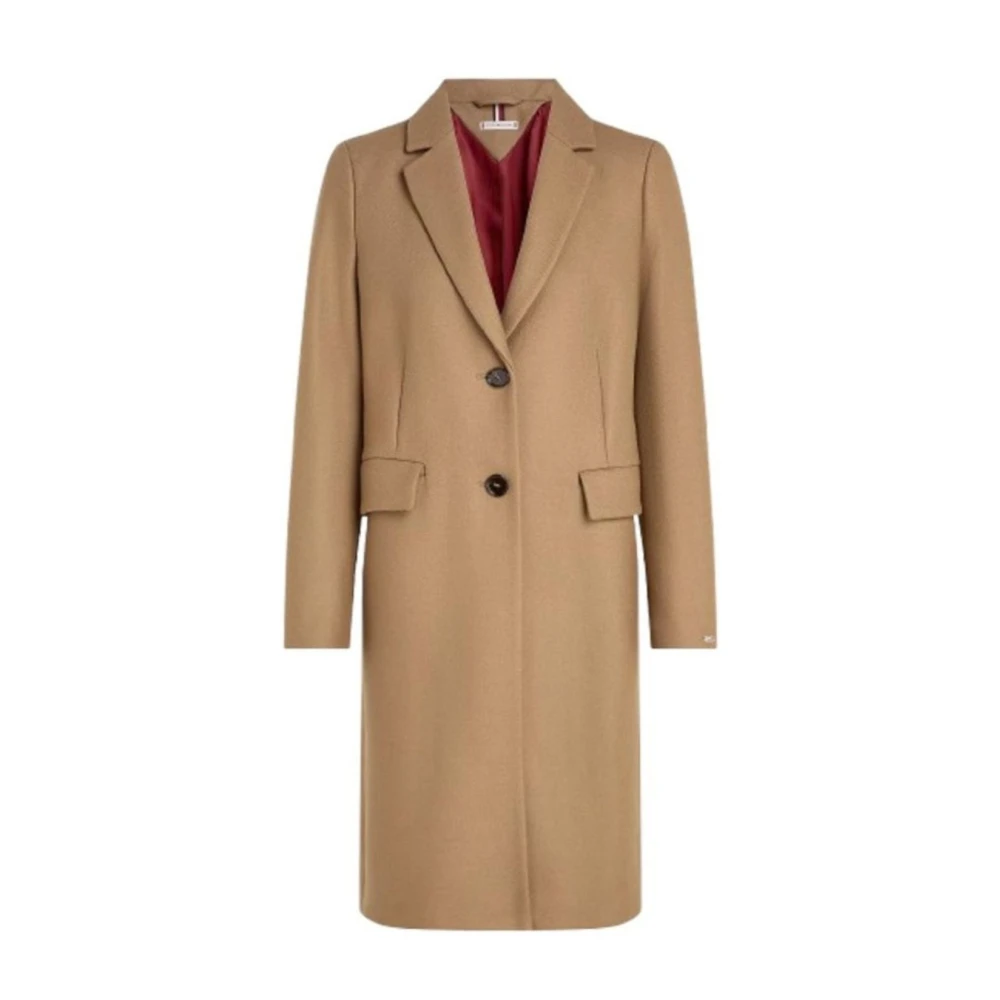 Tommy Hilfiger Klassieke Wollen Blend Damesjas Brown Dames
