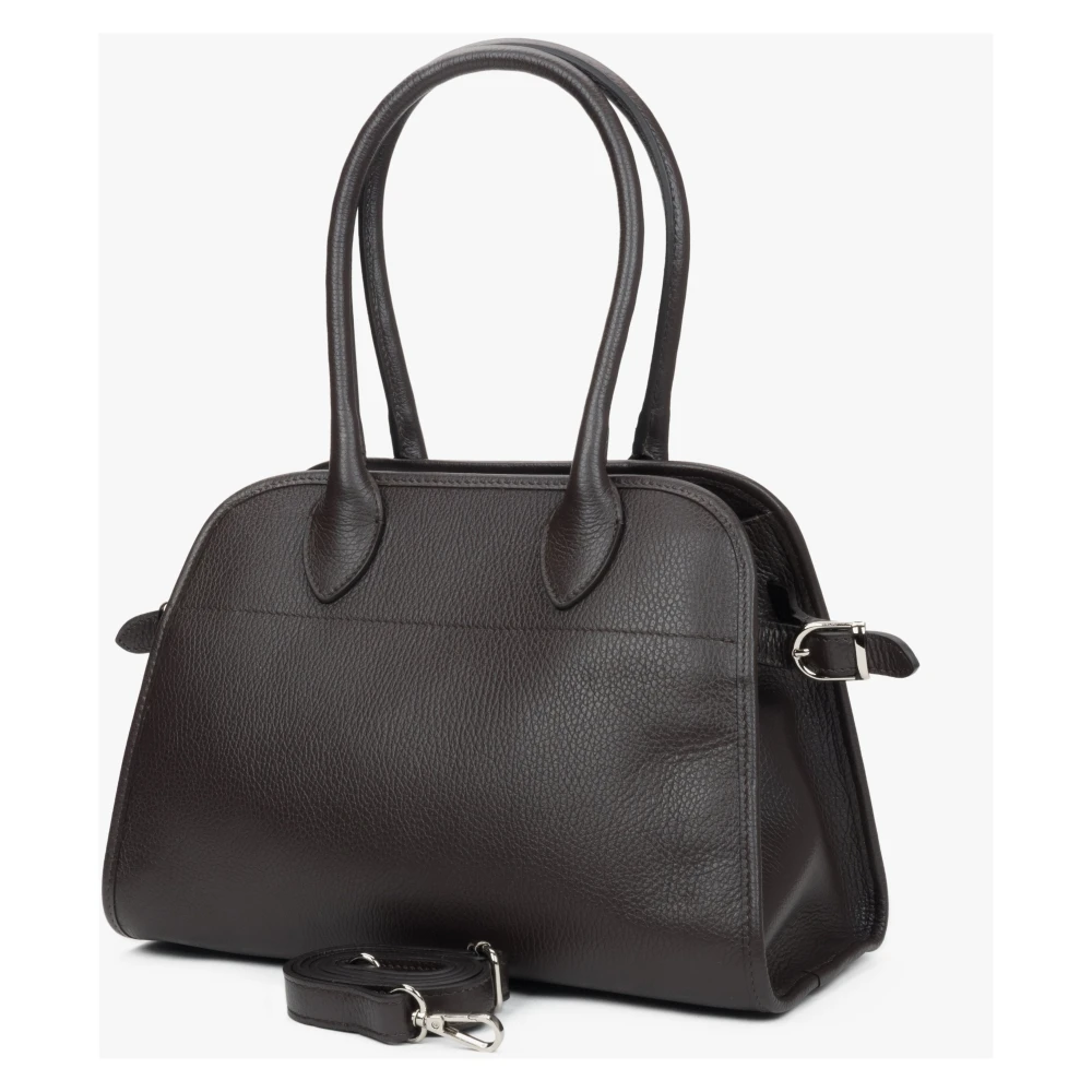 Estro Donkerbruine Satchel Handtas voor Vrouwen gemaakt van Premium Italiaans Leer Brown Dames
