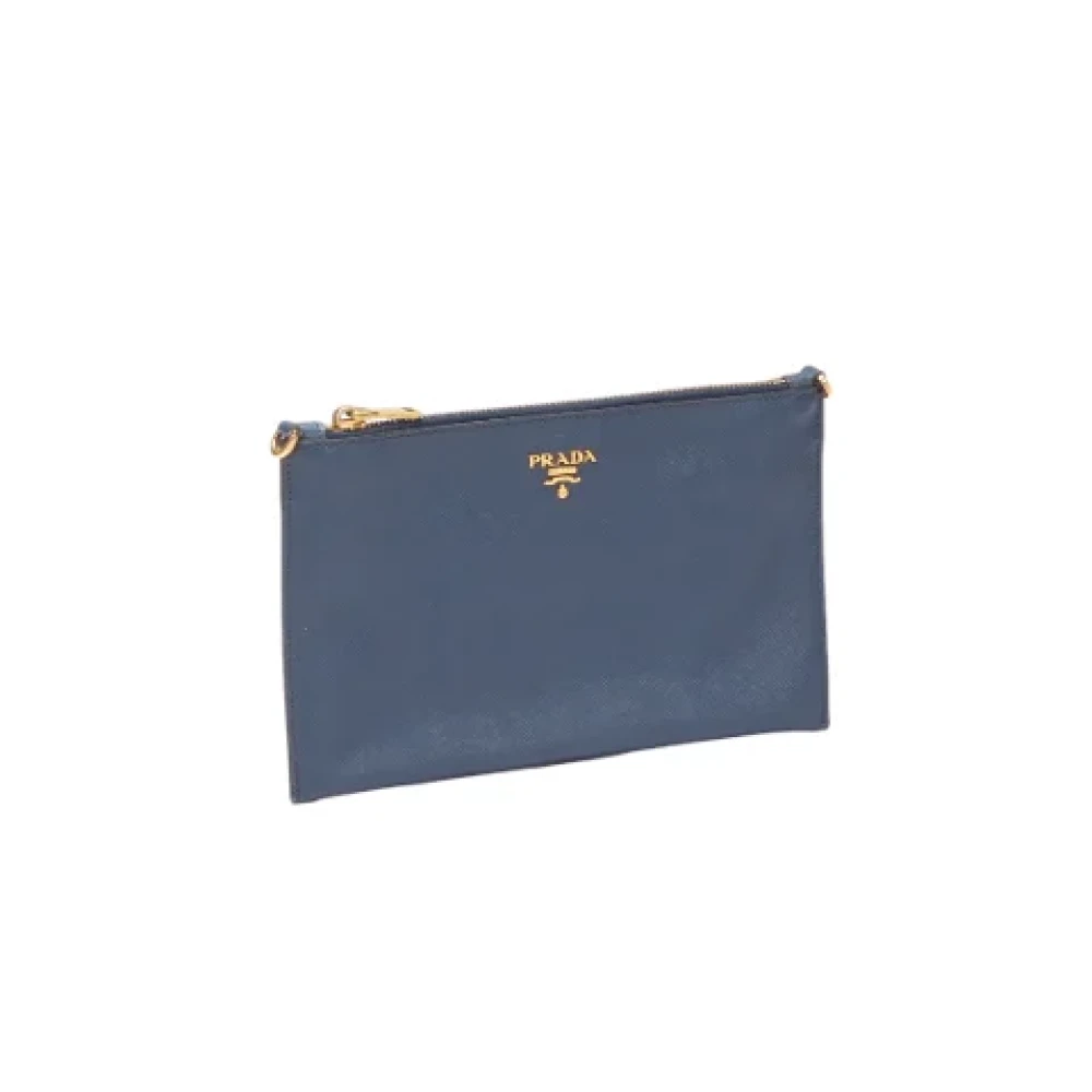 Prada Vintage Pre-owned Leather clutches Blue Dames