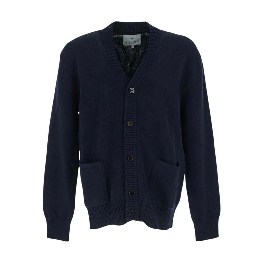 Seven Gauge Wollen Gebreide Vest Blue Heren