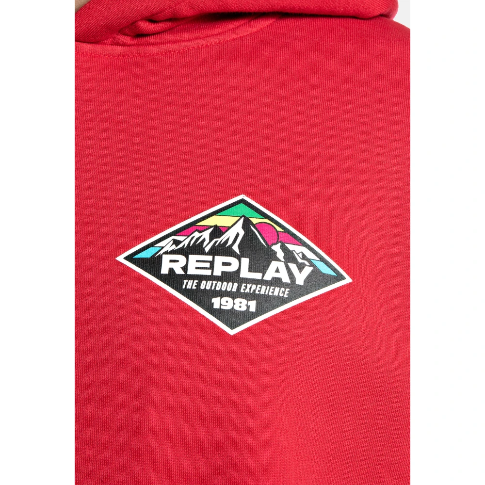 Replay Sportieve Logo Hoodie met capuchon Red Heren