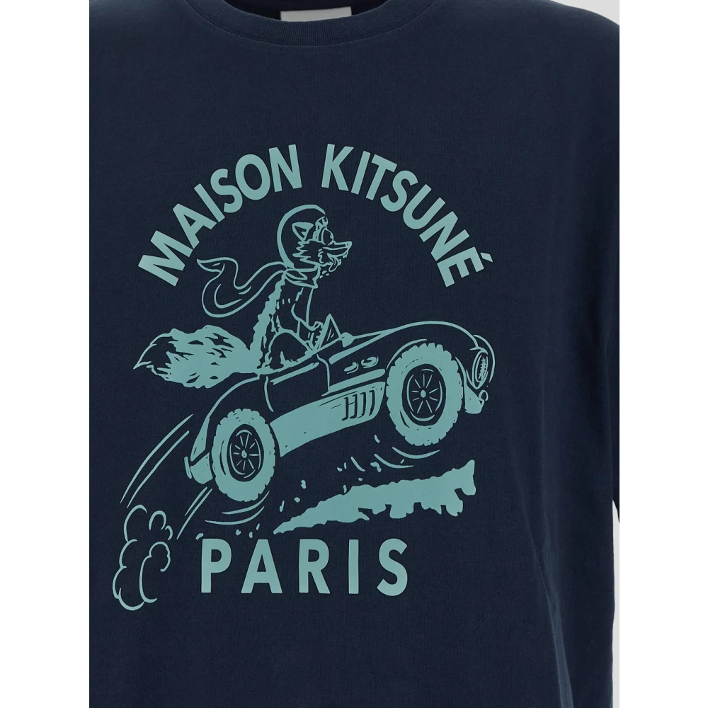 Maison Kitsuné Katoenen T-shirt Blue Heren