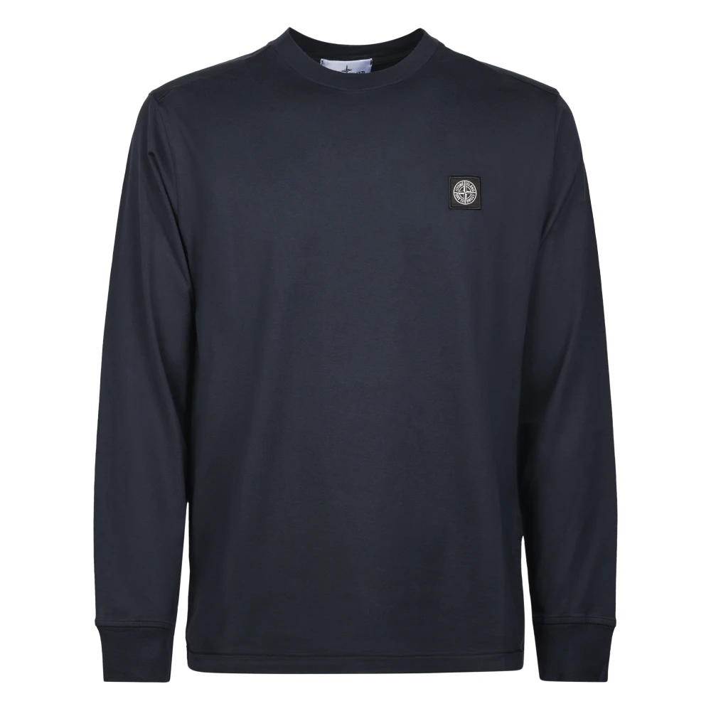 Stone Island Blue Long Sleeve T-Shirts, Male, 2XL, T-Shirts And Polos