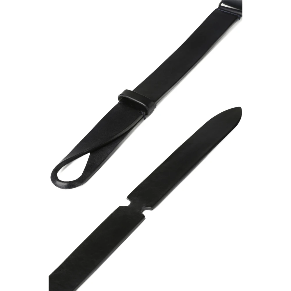 Orciani Blauwe leren riem met schuifring Blue Heren
