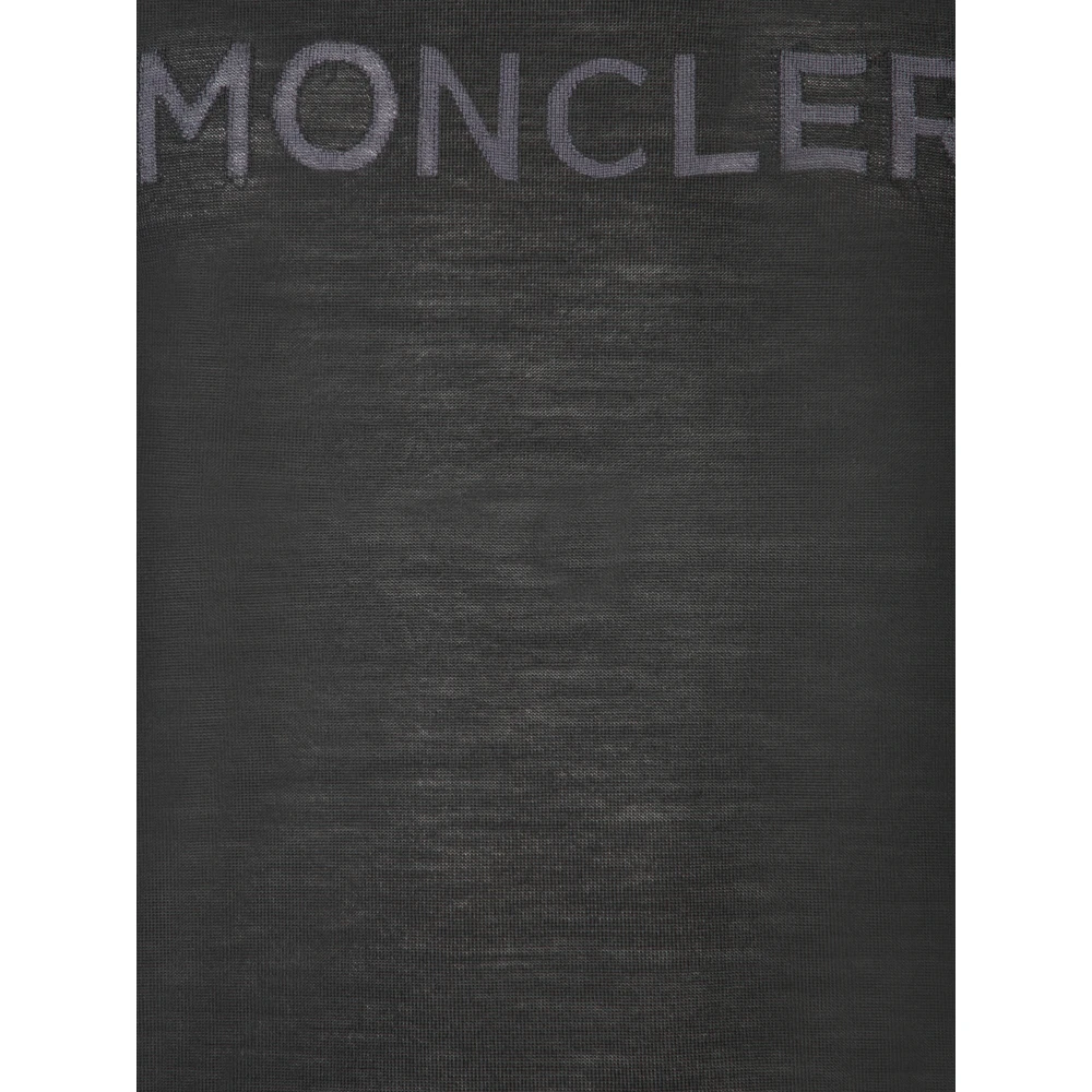 Moncler Zwarte Trui met Lange Mouwen Minimaal Ontwerp Black Heren