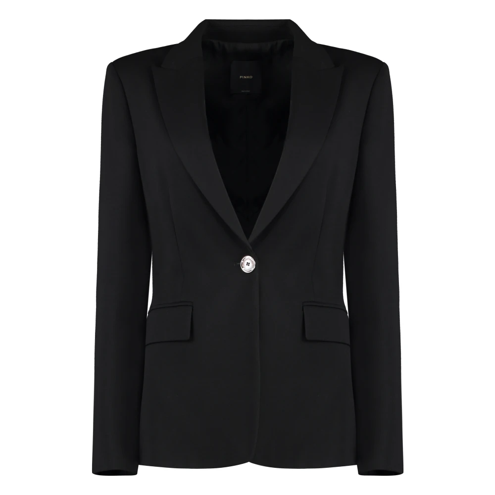 Pinko Women's Black Blazers, Xs, Signum Single-Breasted Viscose Blazer