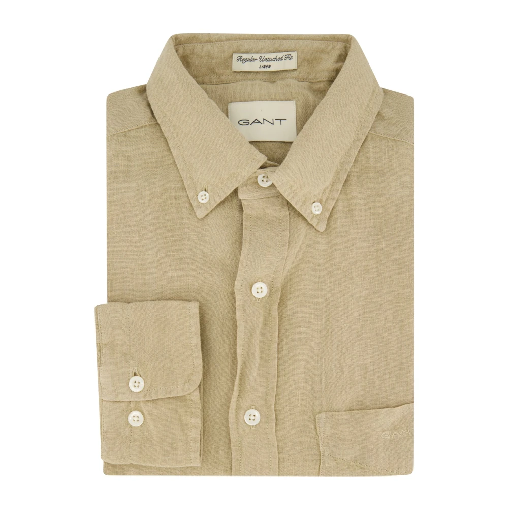 Gant Casual Beige Overhemd met Lange Mouwen Beige Heren