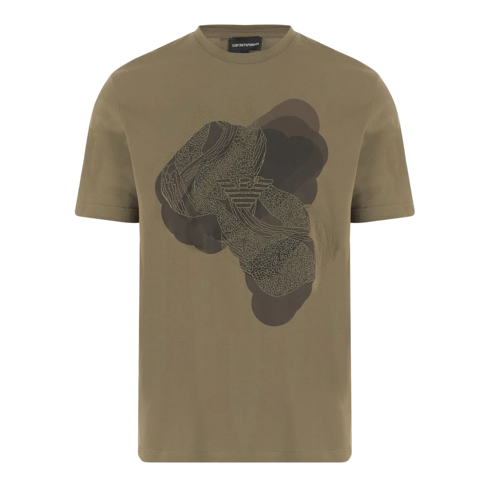 Emporio Armani Men's Green T-Shirts, Xl, Cotton T-Shirt With Logo